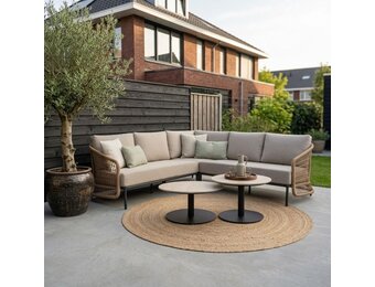 Vienna hoek loungeset 5 personen incl. tafels | wicker + aluminium | zand | 6-delig - 223x223cm