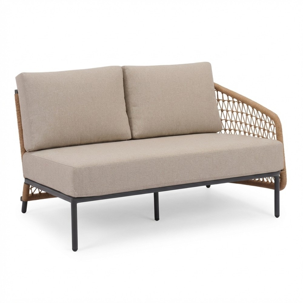 Vienna hoek loungeset 5 personen incl. tafel 75cm | wicker + aluminium | zand | 5-delig - 223x223cm