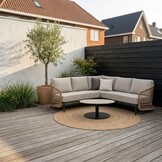 Vienna hoek loungeset 5 personen incl. tafel 75cm | wicker + aluminium | zand | 5-delig - 223x223cm