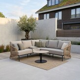 Vienna hoek loungeset 5 personen incl. tafel 60cm | wicker + aluminium | zand | 5-delig - 223x223cm