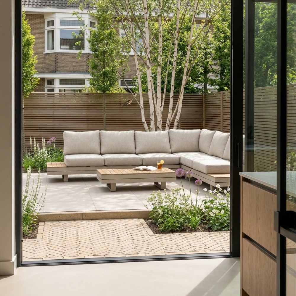 Vegas loungetafel | aluminum + polywood | beige | 117x60cm