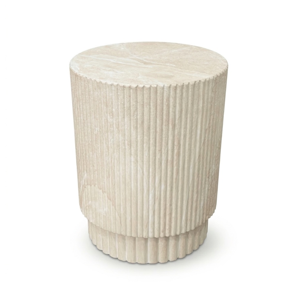Jade bijzettafel | polystone | Chalk beige | 40cm rond