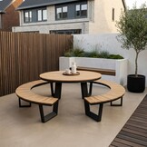Auckland picknick dining tuinset | aluminium + polywood | Natural Wood | 239cm rond
