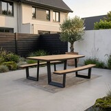 Brooklyn picknick dining tuinset | aluminium + polywood | Natural Wood | 200cm ovaal