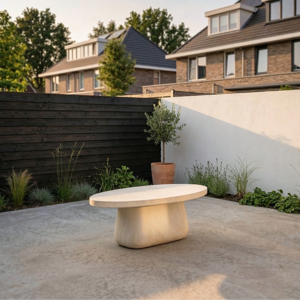 Luna koffietafel | polystone | Chalk beige | 120cm ovaal