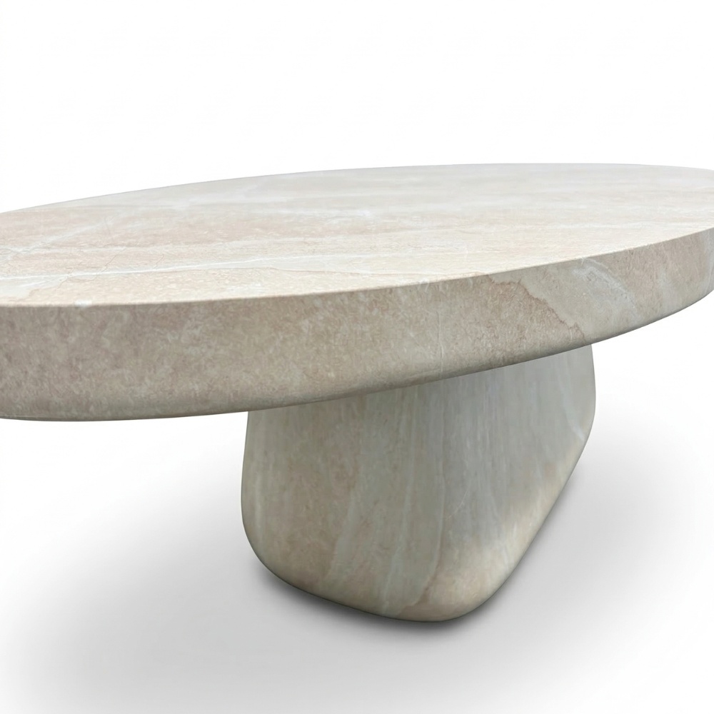 Luna koffietafel | polystone | Chalk beige | 120cm ovaal
