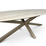 Calma dining tuintafel 8 personen | sintered stone + aluminium | Marble Latte | 280cm ovaal