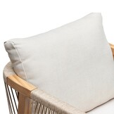 Bergamo stoel-bank loungeset 5 personen incl. koffietafel 80cm | touw + hardhout | zand | 5-delig