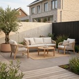 Bergamo loungetafel | hardhout | light teak look | 60cm rond