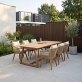 Gotenburg/Bella zand dining tuinset | 6 personen | teakhout + touw | 250cm
