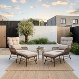 Dex loungestoel tuin met voetenbank | touw + aluminium | Sahara Dust