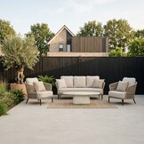 Palermo stoel-bank loungeset 5 personen | aluminium + touw | Sahara Dust | 3-delig