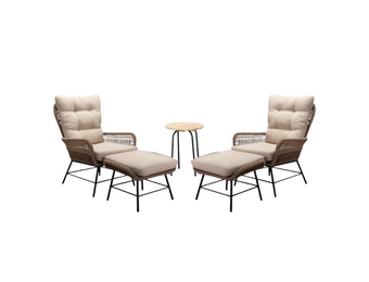 Dex/Pablo lounge balkonset 2 personen | touw + aluminium | Sahara Dust | 5-delig