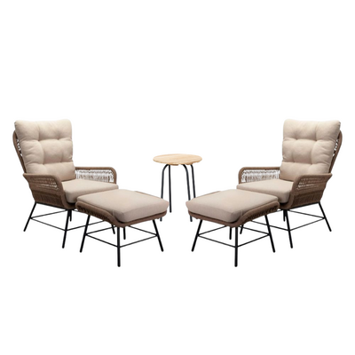 Dex/Pablo lounge balkonset 2 personen | touw + aluminium | Sahara Dust | 5-delig
