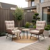 Dex/Pablo lounge balkonset 2 personen | touw + aluminium | Sahara Dust | 3-delig