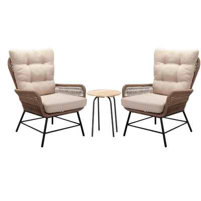 Dex/Pablo lounge balkonset 2 personen | touw + aluminium | Sahara Dust | 3-delig