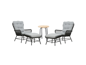 Dex/Pablo lounge balkonset 2 personen | touw + aluminium | Stone Grey | 5-delig