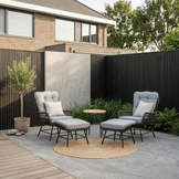 Dex/Pablo lounge balkonset 2 personen | touw + aluminium | Stone Grey | 5-delig