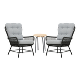 Dex/Pablo lounge balkonset 2 personen | touw + aluminium | Stone Grey | 3-delig