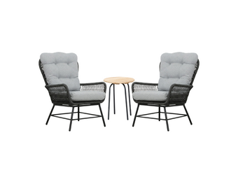 Dex/Pablo lounge balkonset 2 personen | touw + aluminium | Stone Grey | 3-delig