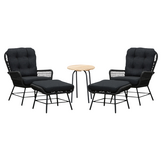 Dex/Pablo lounge balkonset 2 personen | touw + aluminium | Lava Grey | 5-delig