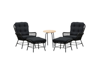 Dex/Pablo lounge balkonset 2 personen | touw + aluminium | Lava Grey | 5-delig