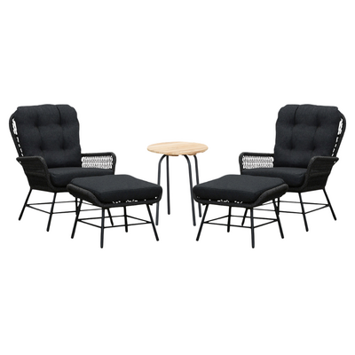 Dex/Pablo lounge balkonset 2 personen | touw + aluminium | Lava Grey | 5-delig