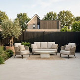 Palermo/Luna stoel-bank loungeset 5 personen | aluminium + touw | Sahara Dust | 4-delig