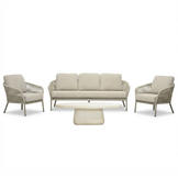 Mykonos/Luna stoel-bank loungeset 5 personen | aluminium + touw | beige | 4-delig