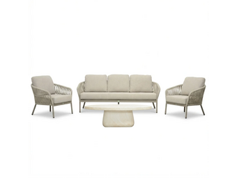 Mykonos/Luna stoel-bank loungeset 5 personen | aluminium + touw | beige | 4-delig