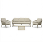 LUX outdoor living Mykonos/Luna stoel-bank loungeset 5 personen | aluminium + touw | beige | 4-delig