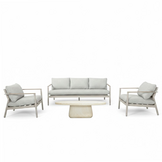 Florence/Luna stoel-bank loungeset 5 personen | aluminium + touw | beige | 4-delig
