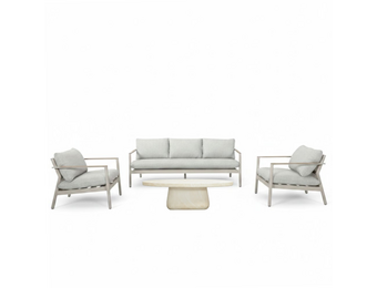 Florence/Luna stoel-bank loungeset 5 personen | aluminium + touw | beige | 4-delig