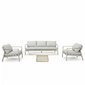 BUITEN living Florence/Luna stoel-bank loungeset 5 personen | aluminium + touw | beige | 4-delig