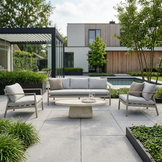 Florence/Luna stoel-bank loungeset 5 personen | aluminium + touw | beige | 4-delig