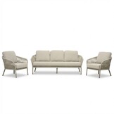 Mykonos/Luna stoel-bank loungeset 5 personen | aluminium + touw | beige | 4-delig