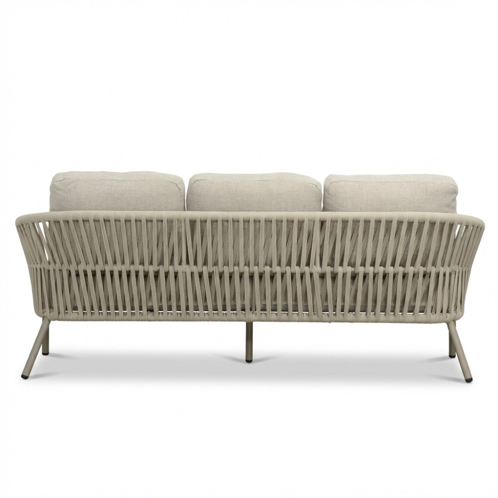 Mykonos/Luna stoel-bank loungeset 5 personen | aluminium + touw | beige | 4-delig