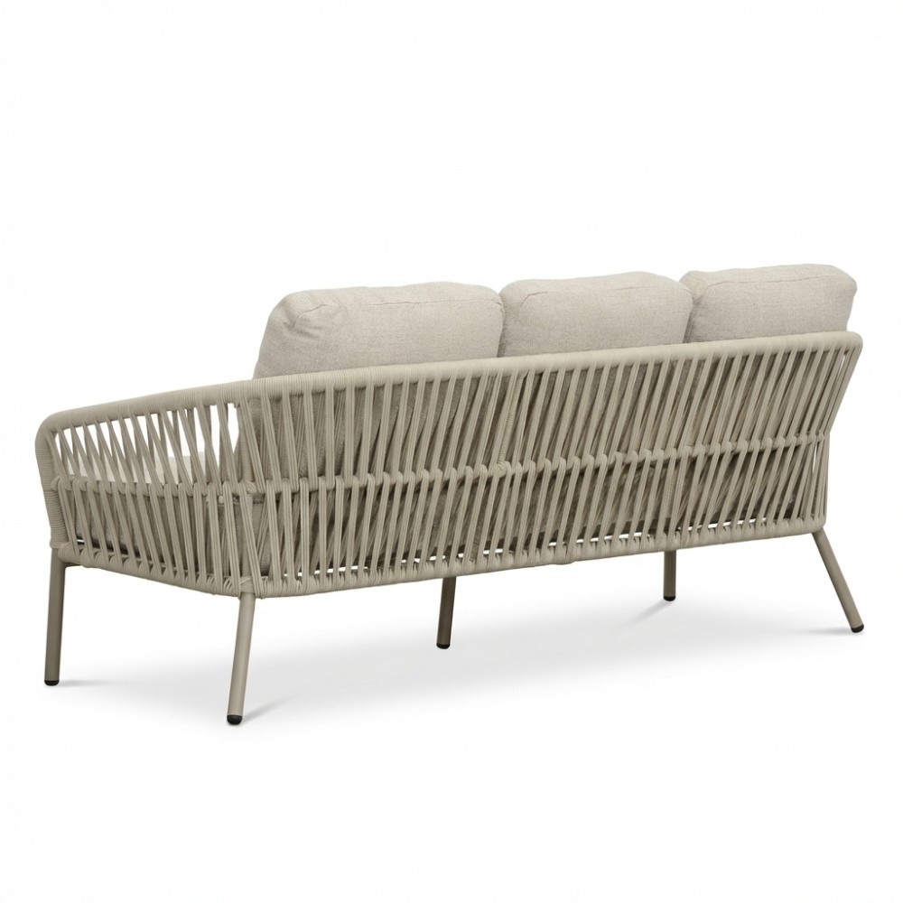Mykonos/Luna stoel-bank loungeset 5 personen | aluminium + touw | beige | 4-delig