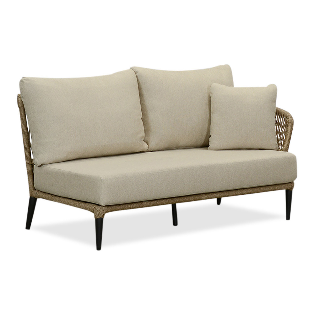 Palermo hoek loungeset met stoel 5 personen | aluminium + touw | Sahara Dust | 4-delig - 230x230cm