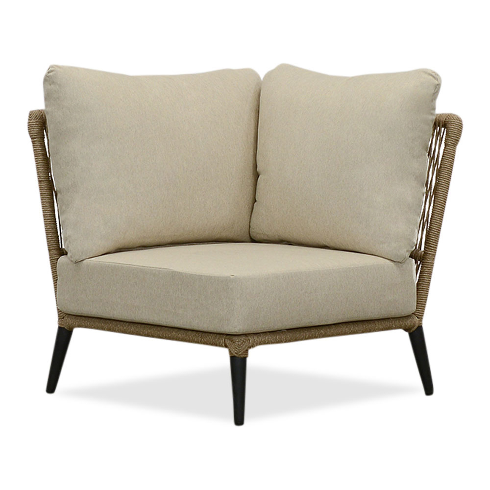 Palermo hoek loungeset met stoel 5 personen | aluminium + touw | Sahara Dust | 4-delig - 230x230cm