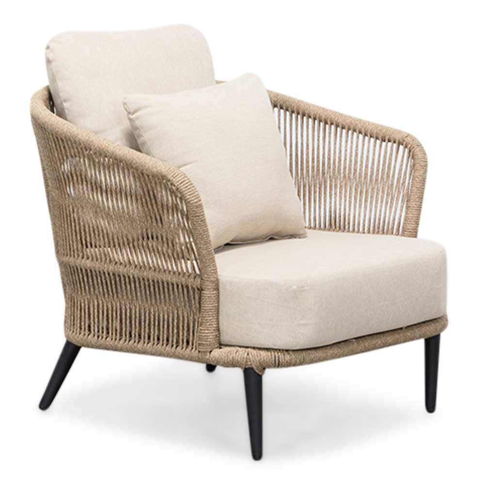Palermo/Luna stoel-bank loungeset 5 personen | aluminium + touw | Sahara Dust | 4-delig