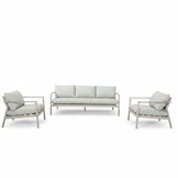 Florence/Luna stoel-bank loungeset 5 personen | aluminium + touw | beige | 4-delig