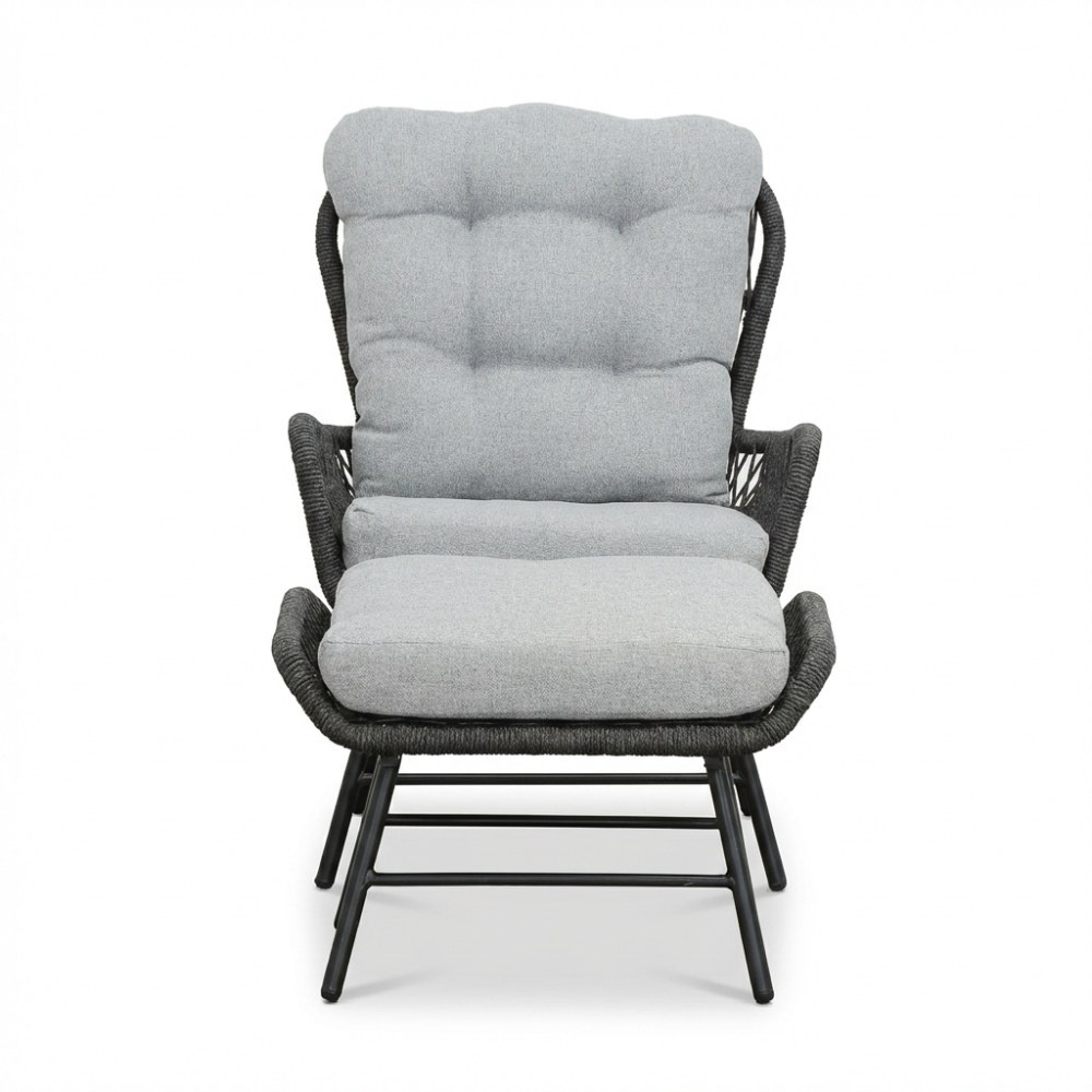 Dex/Pablo lounge balkonset 2 personen | touw + aluminium | Stone Grey | 5-delig