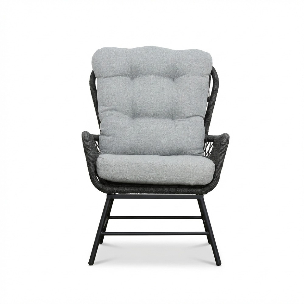 Dex/Pablo lounge balkonset 2 personen | touw + aluminium | Stone Grey | 5-delig