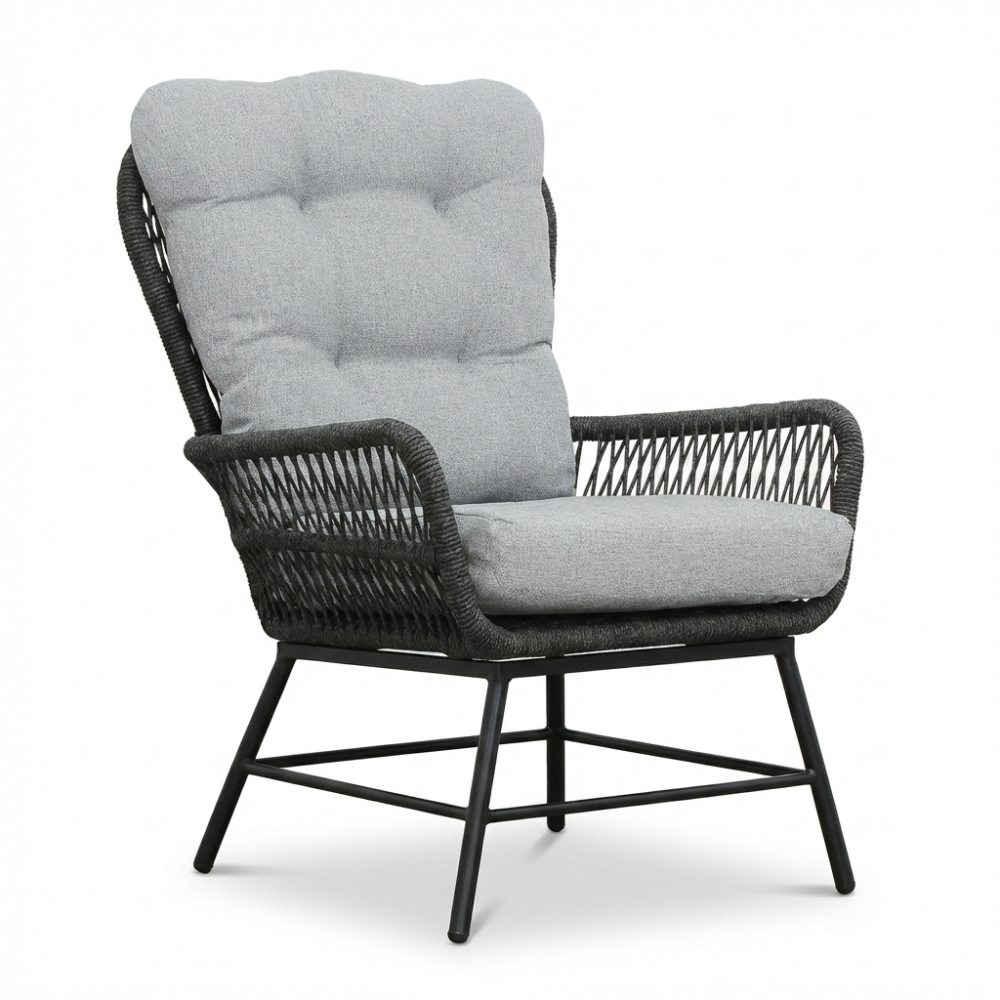 Dex/Pablo lounge balkonset 2 personen | touw + aluminium | Stone Grey | 5-delig