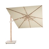 Challenger T² zweefparasol - premium doek | 350x260cm met Venezia rond parasolvoet 90kg | Champagne/Teak look