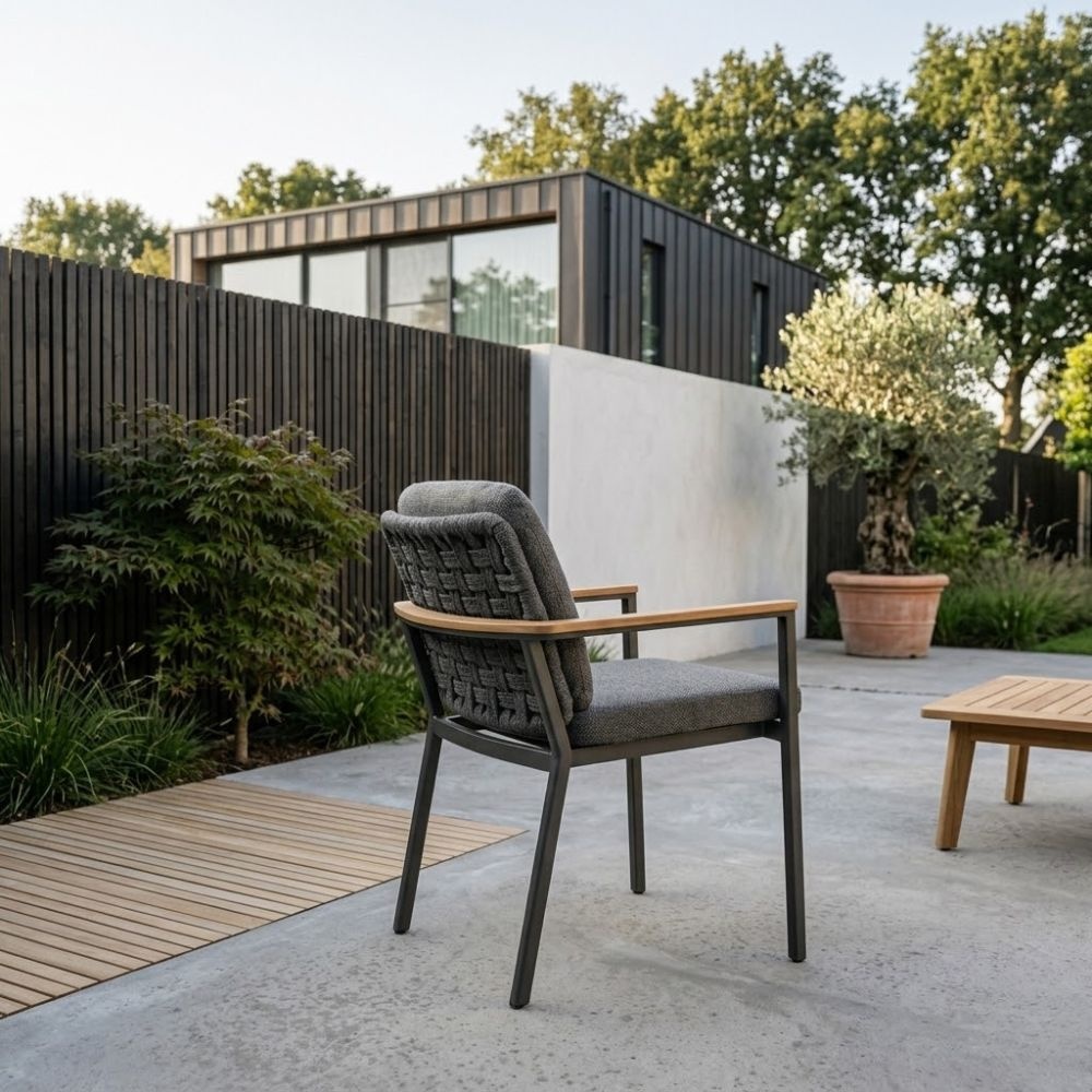 Montana dining tuinstoel | aluminium + teak | antraciet