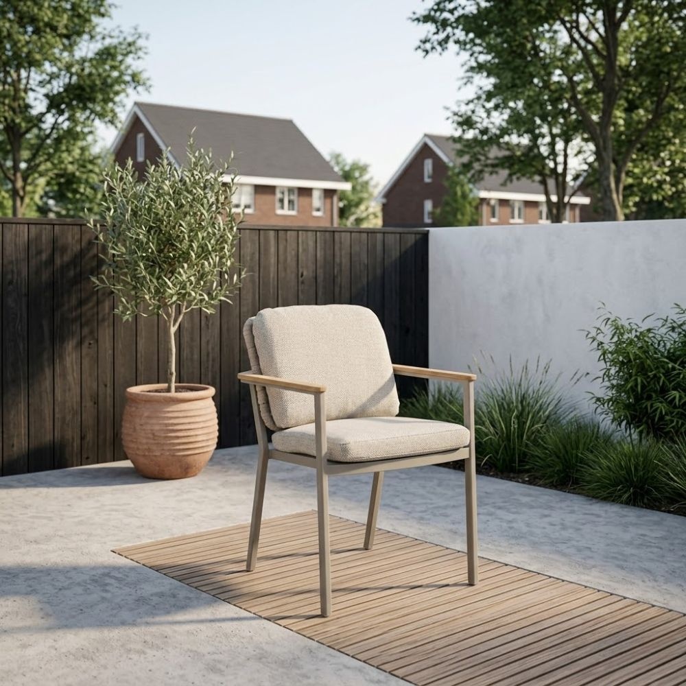 Montana dining tuinstoel | aluminium + teak | beige