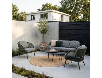 Vida stoel-bank loungeset 5 personen | aluminium + touw | donkergroen | 5-delig