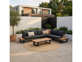 Nevada hoek loungeset 6 personen | aluminium + polywood | antraciet | 3-delig - 305x228cm